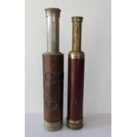 A four drawer brass and leather naval telescope by E & E Emanuel of Portsmouth, 66 cm