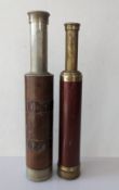 A four drawer brass and leather naval telescope by E & E Emanuel of Portsmouth, 66 cm