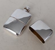 A George V all-silver hip flask of plain design, bayonet screw cap by Mappin & Webb, London 1914