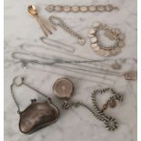 An assortment of silver-based jewellery to include bracelets, pendant chains, Albert chain