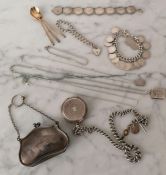 An assortment of silver-based jewellery to include bracelets, pendant chains, Albert chain