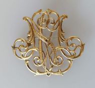 An Edwardian-style carved yellow gold brooch with textured decoration, 45 x 45mm and another 