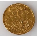 An Edwardian gold half-sovereign, 1907