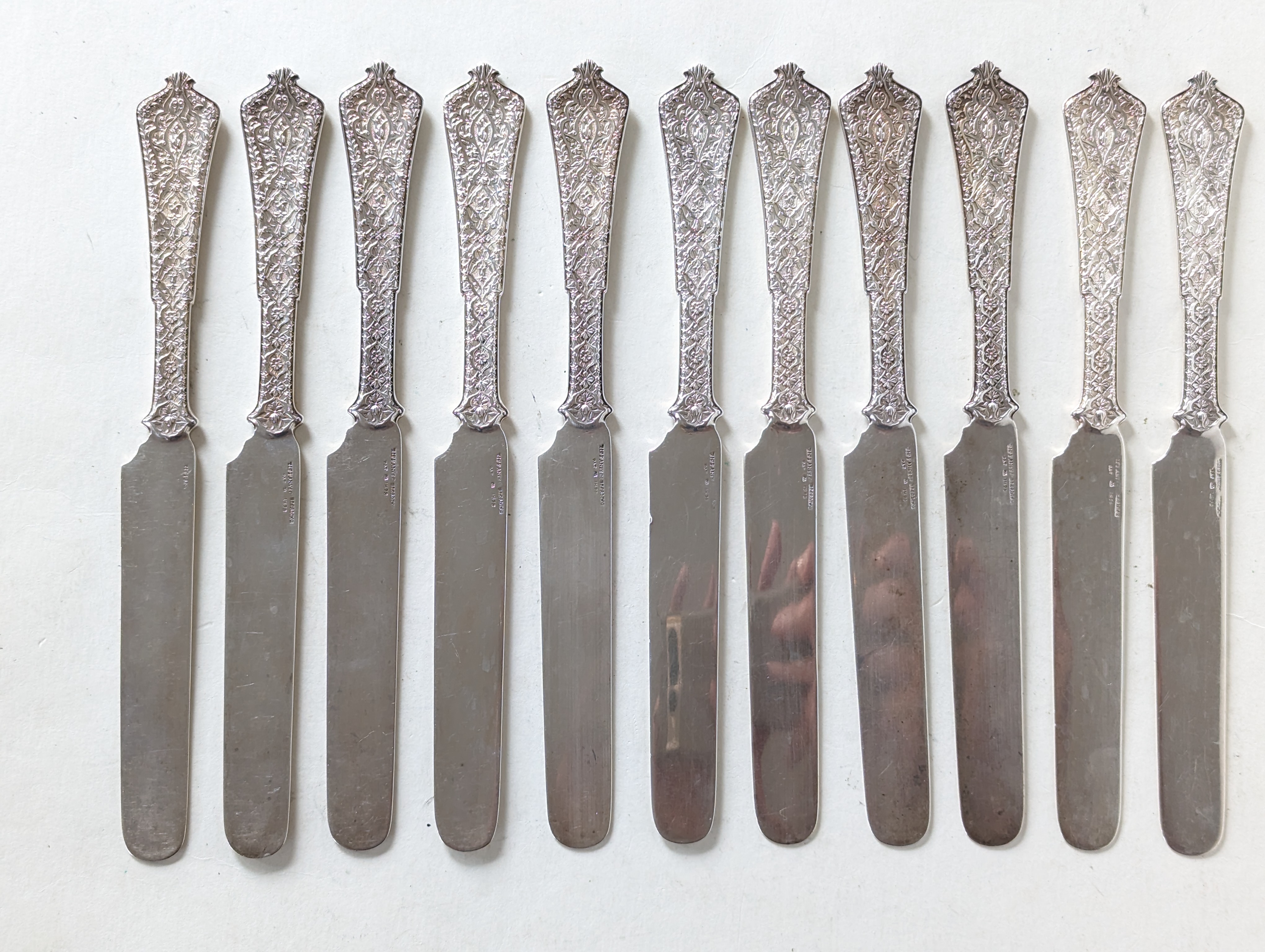 A set of eleven Art Nouveau Tiffany & Co. silver 'Persian' pattern knives, designed by Edward C. Moo - Image 4 of 5