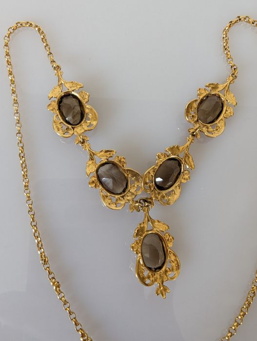 An Edwardian citrine and yellow gold integrated necklace, the mixed oval-cut citrines - Image 2 of 3