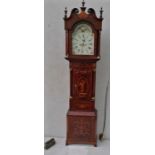 A George III long case mahogany moon phase clock with white painted dial, signed Whitern Abingdon