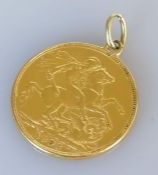 A mounted Victorian gold full sovereign, 1898