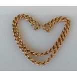 An Italian gold rope-twist neck chain, 51 cm, hallmarked 9ct, 17.3g