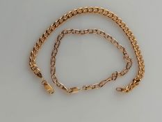 Two yellow gold link bracelets, 19, 17.5 cm, one lobster clasp detached, both stamped 9ct, 9.7g