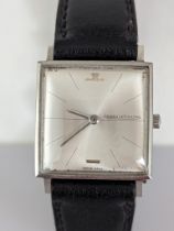 A Jaeger-LeCoultre gentleman's manual wristwatch, steel square case 25mm, baton markers, signed dial