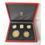 A Royal Mint 1992 United Kingdom Gold Proof sovereign four-coin collection set with CAO