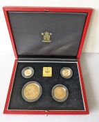 A Royal Mint 1992 United Kingdom Gold Proof sovereign four-coin collection set with CAO