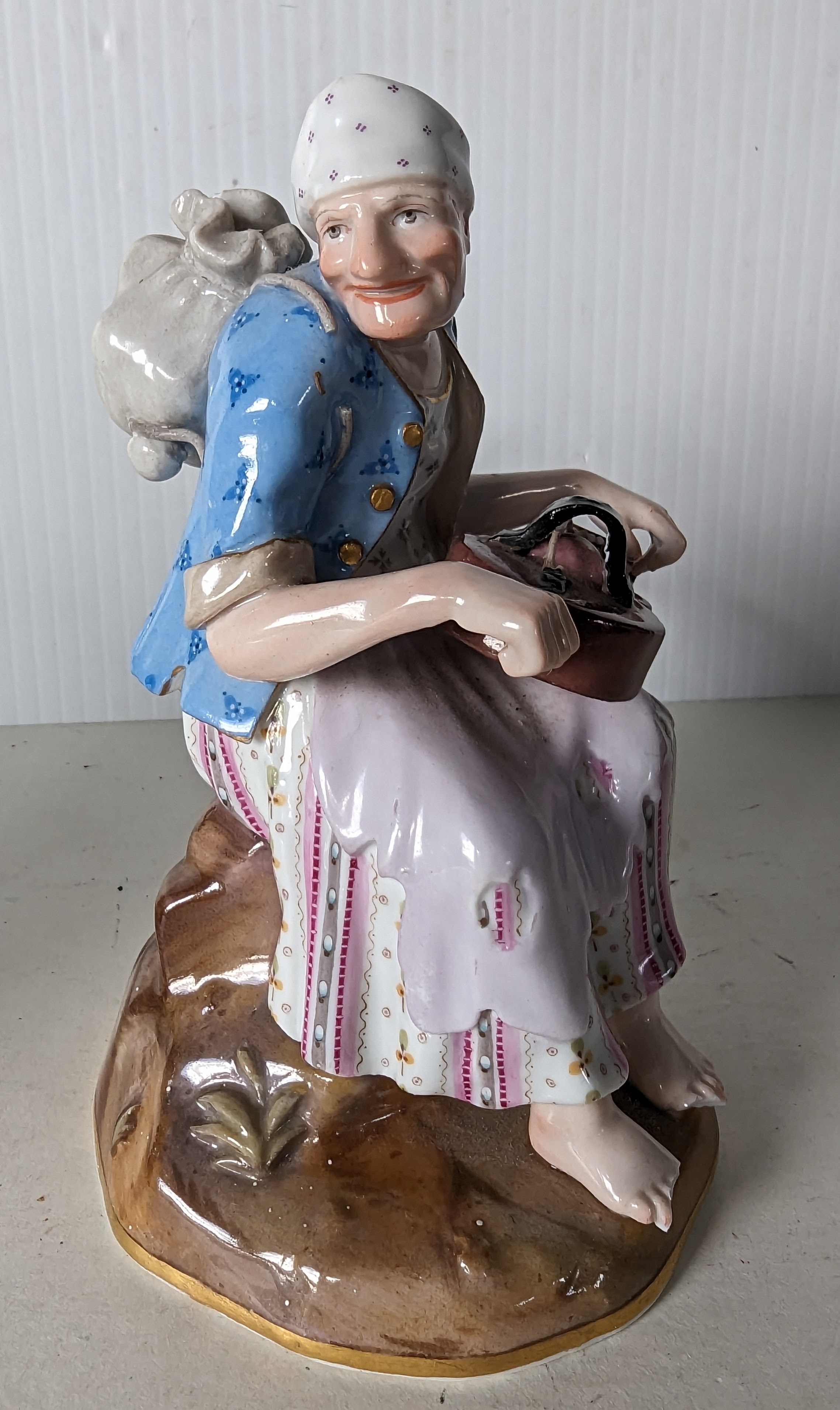 A 19th century Meissen group of two figures dancing on a raised base, 16 cm H, repair to neck - Image 8 of 10