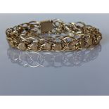 A vintage yellow gold fancy-link bracelet, 14 cm, stamped 14k