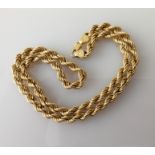 An Italian Unoaerre 18ct yellow gold rope-twist necklace with lobster clasp, 37 cm, stamped 750
