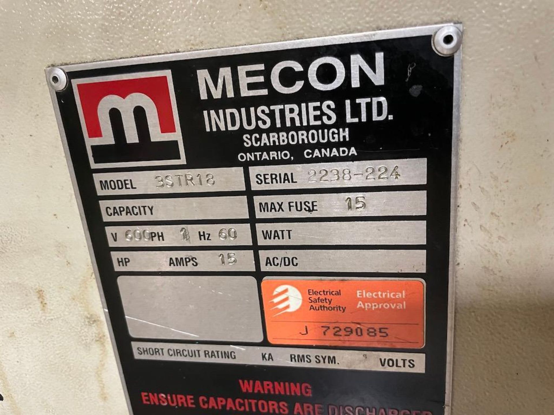 MECON STRAIGHTENER MODEL 3STR18, SN 2238-224 [EXCLUSIVE RIGGING FEE OF $ 750 WILL BE ADDED TO THE IN - Image 2 of 4