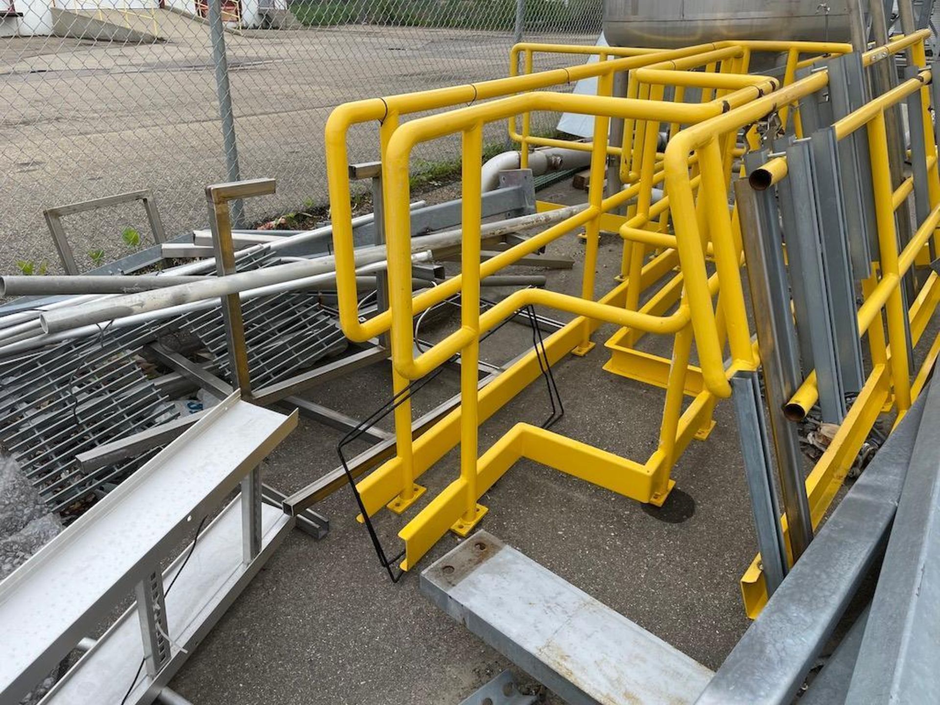 LOT ASSORTED SS AND STEEL INSULATED PIPING, FRAME, MOTORS, PALLET JACK GALVANIZED STAIRCASE AND FRAM - Image 5 of 29