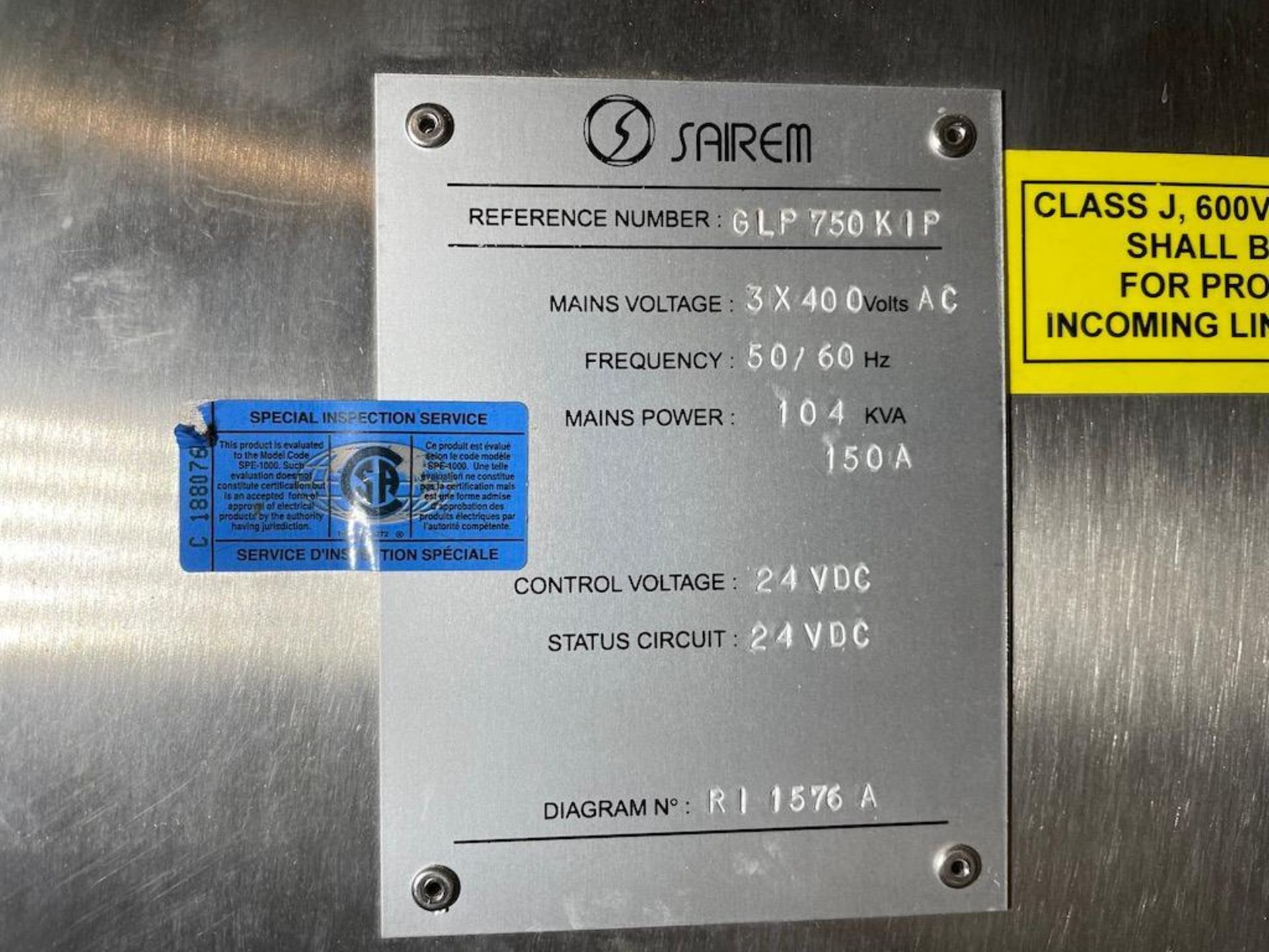 SAIREM MODEL GLP 750 KIP CONTROL UNIT, 4 4 COMPUTER DRIVES, SN R1 1576A - Image 4 of 4