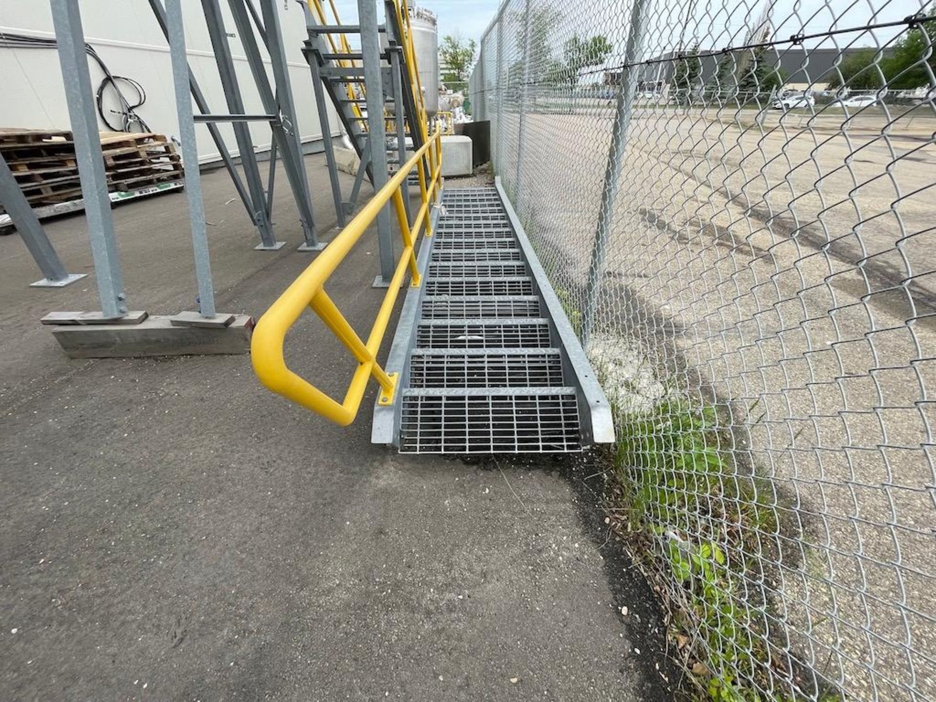 LOT ASSORTED SS AND STEEL INSULATED PIPING, FRAME, MOTORS, PALLET JACK GALVANIZED STAIRCASE AND FRAM - Image 13 of 29