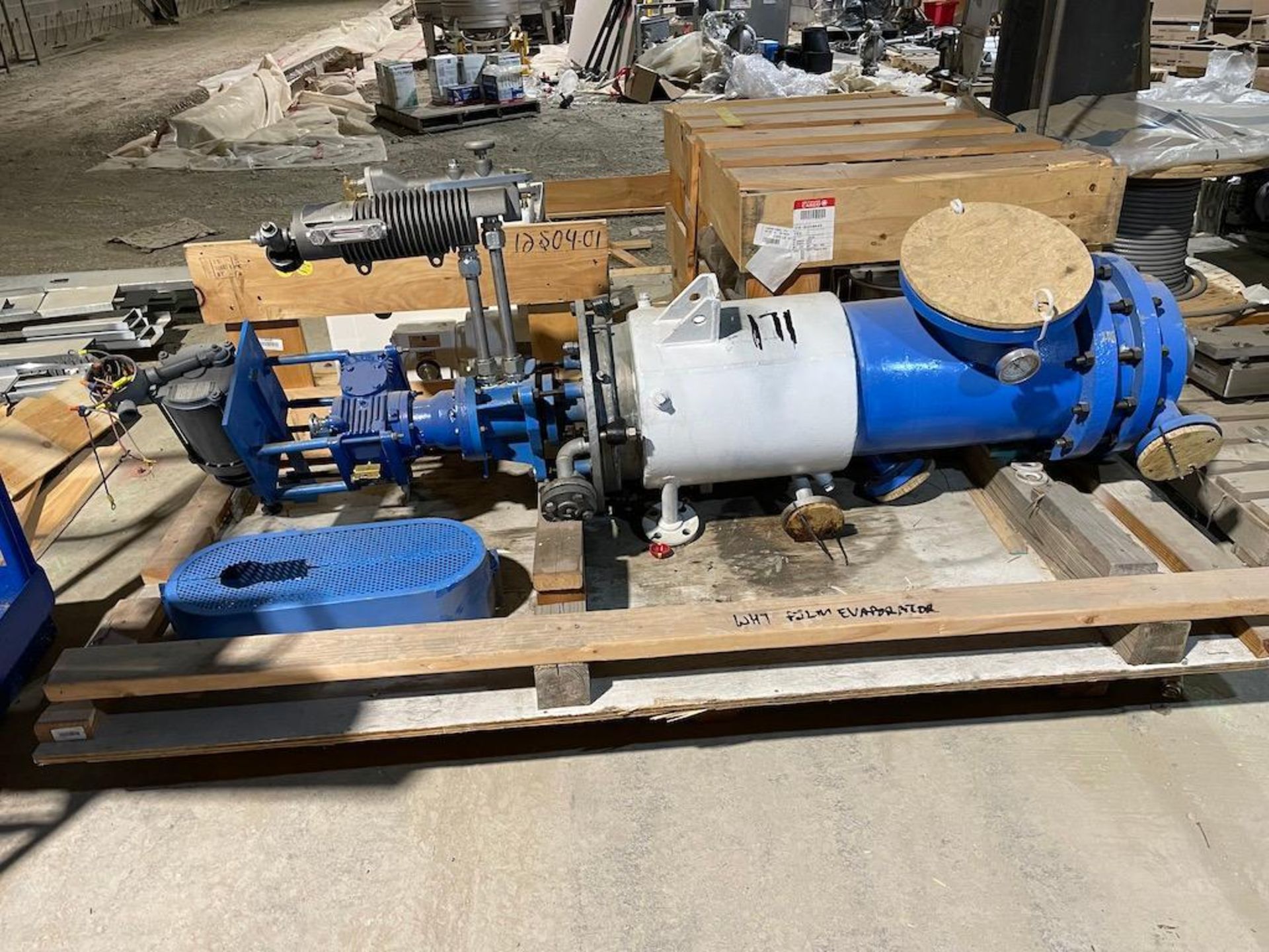 SMALL WIPED FILM EVAPORATOR, REFURBISHED BY PFAUDLER IN APPROX 2019, INCLUDES: PFAUDLER PUMP, SKID 2