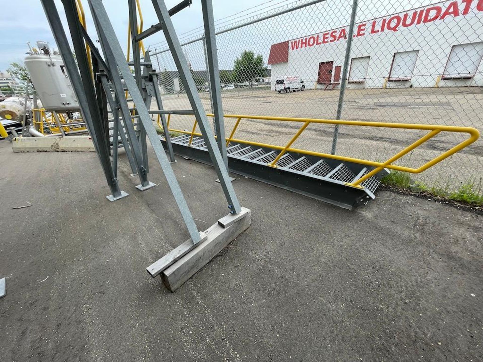 LOT ASSORTED SS AND STEEL INSULATED PIPING, FRAME, MOTORS, PALLET JACK GALVANIZED STAIRCASE AND FRAM - Image 15 of 29