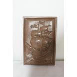 Keramik Platte, poliert mit Darstellung eines Schiffes