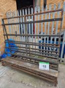 A Steel A Framed Double Sided Fork Liftable Sheet Glass Rack, approx. 2250mm wide x 280mm depth on