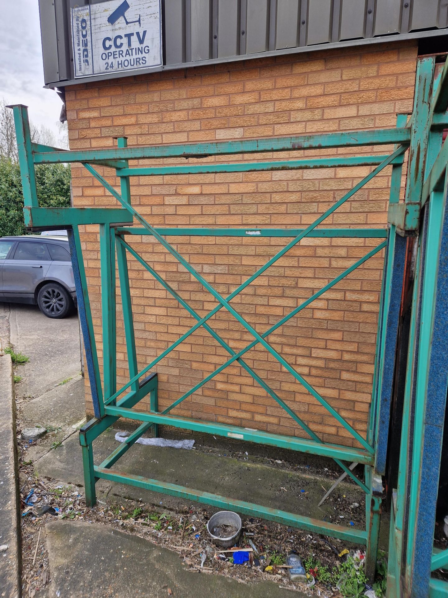 Six Various Green Steel A Framed Double Sided Fork Liftable Sheet Glass Racks (N.B. Contents Not - Image 2 of 2