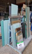 A Steel A Framed Double Sided Fork Liftable Sheet Glass Rack, approx. 1500mm wide x 400mm depth on