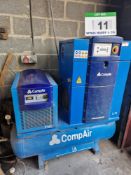 A COMPAIR Type L11FS-10A/F16C Receiver mounted Packaged Rotary Vane Air Compressor, Serial No.