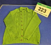 A PRADA Chunky Rib Knit Cardigan in 100 per cent Green Virgin Wool, Size 54