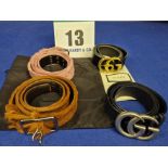 A Collection of Belts comprising:- - A GUCCI Blue Leather Belt with Silver Coloured GUCCI Double G