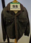 A GUCCI Black Denim Sherpa Style Jacket Lined with Brown 100 per cent Alpaca Wool, Popper Closure
