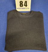 A PRADA 100 per cent Shetland Wool Crew Neck Jumper in Navy Blue, Slim Fit with Saddle Sleeves and
