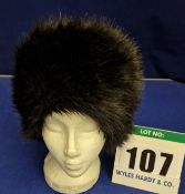 A MONCLER Black Faux Fur Cossack Hat with Knitted Lining, Size L