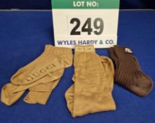 A Set of Three Pairs of Socks: - One Pair of GUCCI Rib Knit Knee Socks in Tan with Logo detail to