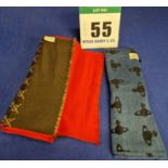 A Set of Two Scarves. - A GUCCI 95 per cent Wool Scarf, Plain Red One Side, Brown and Camel Double G