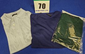 A Set of Three PRADA Jumpers:- - A Blue Fine Knit Crew Neck, Long Sleeved Jumper, Size 52, (Note: