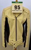 A PRADA Cream 100 per cent Leather Biker Jacket with Black Quilted Lining, Polyester Filled, Black