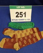 A Set of GUCCI Socks: - One Pair of GUCCI Long Knitted Socks in Maroon with Tan Double G Logo, Tan