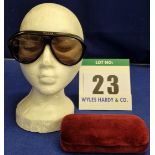 A Pair of GUCCI Oversized Mask Black Framed Sunglasses with Dark Lenses, GUCCI Logo detail to
