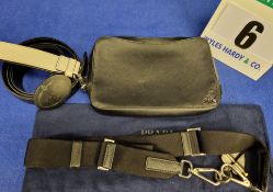 A PRADA Black Saffiano Leather Pouch/Clutch Bag with Textile Lining and Internal Pocket and Zip