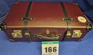 A GLOBE-TROTTER Centenary Medium Suitcase in Oxblood Leather with Black Leather Corners with Gold