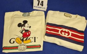 Two GUCCI Cotton Sweatshirts:- A GUCCI x DISNEY 2019/2020 Collection in Cream with Mickey Mouse