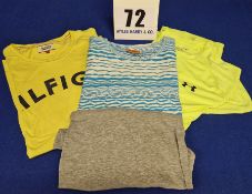 A Set of Four T-Shirts:- - An UNDER ARMOUR Neon Yellow Technical T-Shirt, Dri-Fit, Size L - A