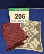 A LOUIS VUITTON 100 per cent Wool Scarf in Pink and Grey with Classic LOUIS VUITTON Logo Pattern and