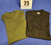 Two ZARA Men's Slim Fit Rib Knit Turtle Neck Jumpers, One Black and One Khaki, both Size XL