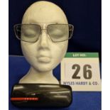 A Pair of PRADA Silver Metal Framed Sunglasses with Grey Lenses, Style No. SPR50V 63-14-140 300-