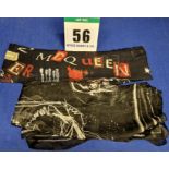 A Set of Two ALEXANDER McQUEEN Scarves. - A Black with Classic White Skull detailing - A Blue with