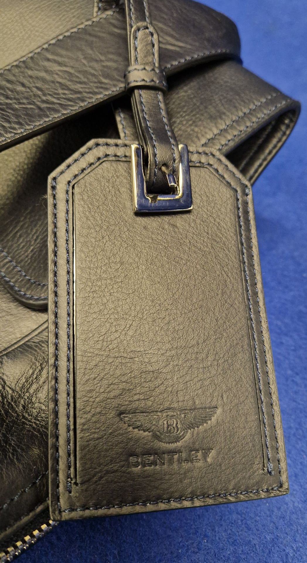 A BENTLEY Heritage Backpack in 100 per cent Sapphire Coloured Leather with Embossed Bentley - Image 3 of 3